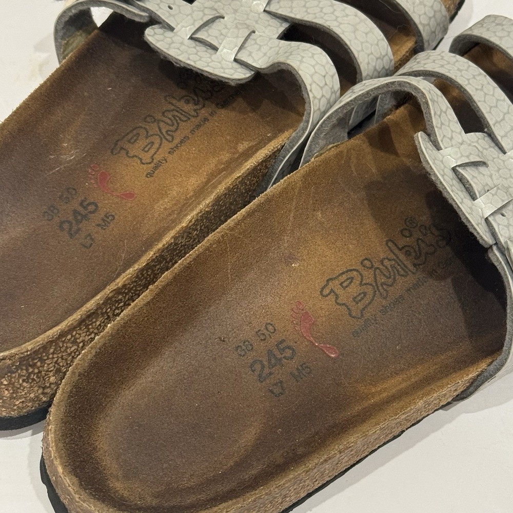 Birkie Birkenstock Florida 3 Strap Slip On Sandal Silver Women's 7-7.5 EU 38 - Picture 6 of 7